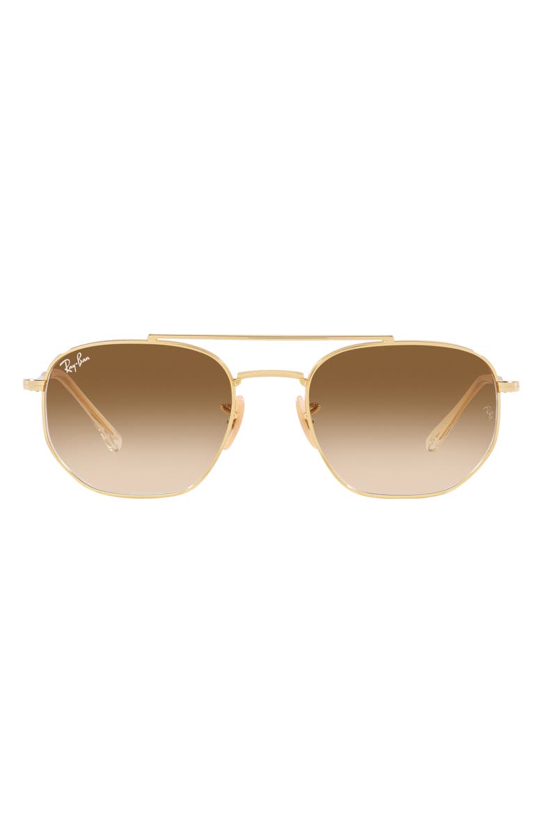 Ray-Ban 57mm Gradient Square Aviator Sunglasses, Main, color, Gold Flash