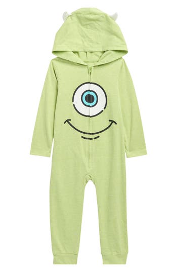 Happy Threads Monsters Inc Hooded Romper In Green
