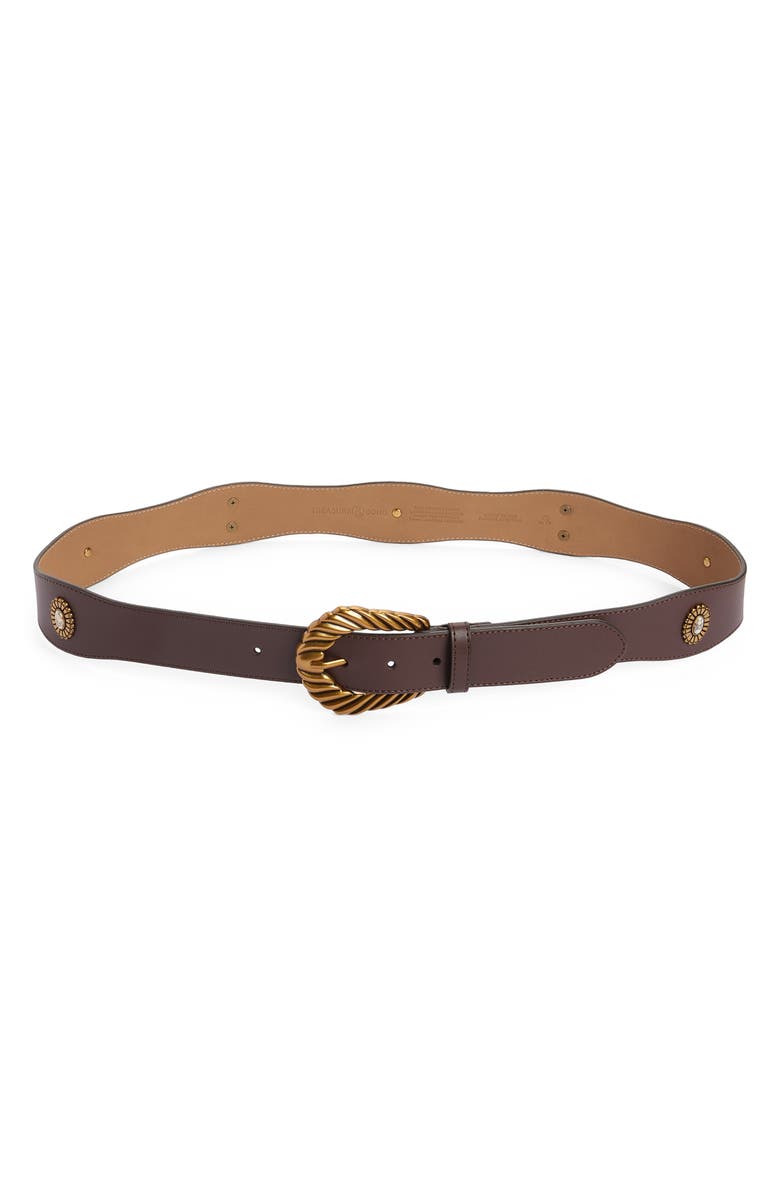 Treasure & Bond Aria Concho Leather Belt, Main, color, Brown Malicacia- Gold