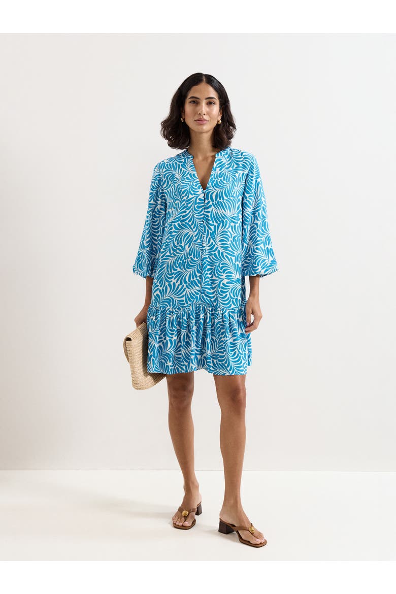 Phoebe Tiered Hem V-Neck Mini Dress, Alternate, color, Blue