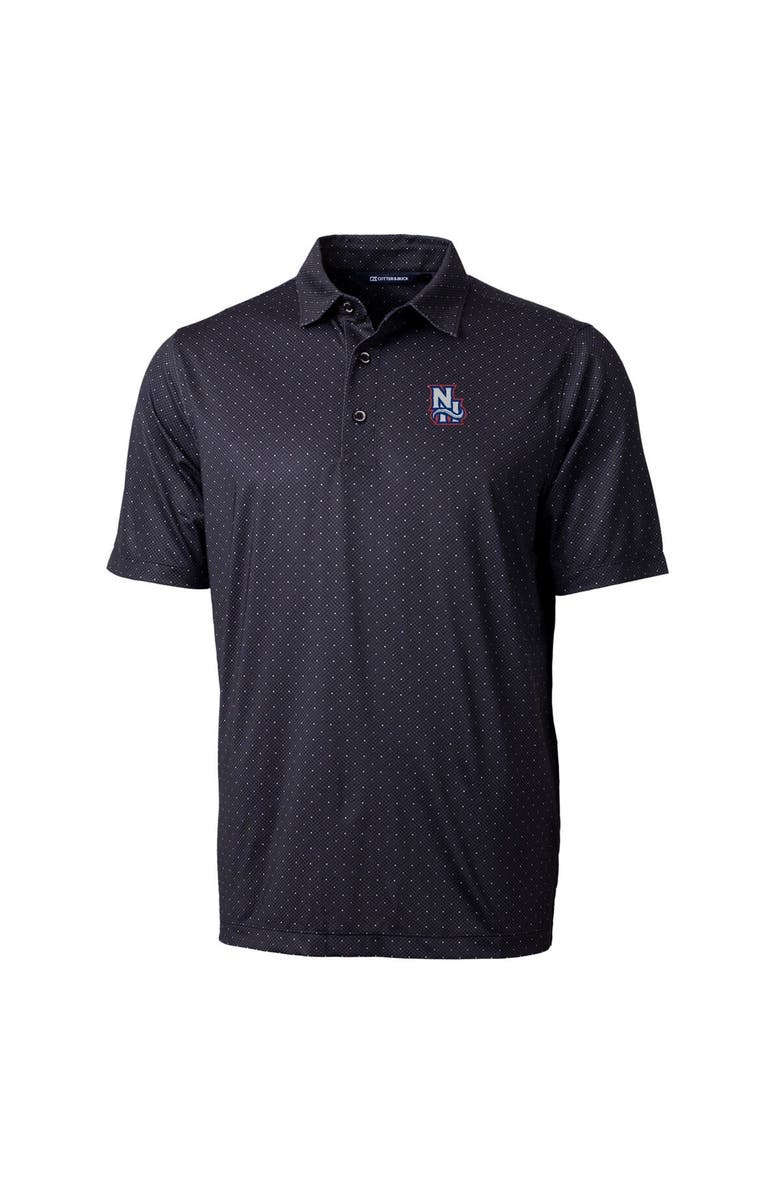 Cutter & Buck Men's Cutter & Buck Black New Hampshire Fisher Cats Pike Double Dot Print Stretch Polo, Alternate, color,