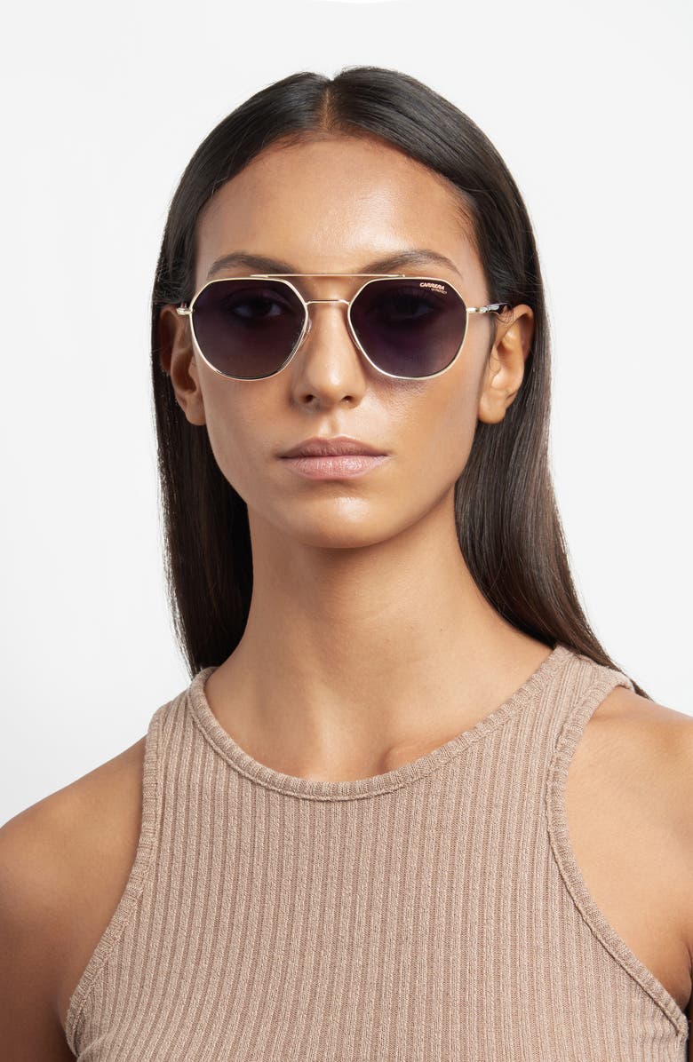 Carrera Eyewear 53mm Gradient Aviator Sunglasses, Alternate, color, Gold Striped Black