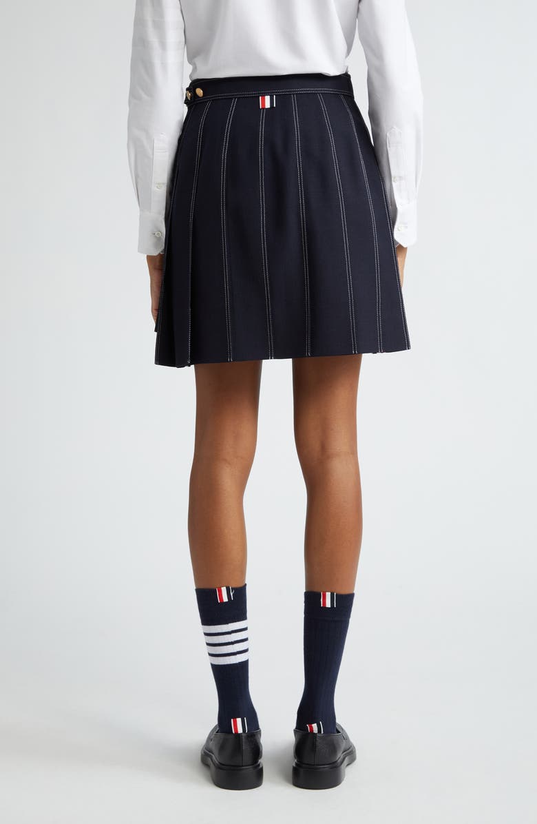 Thom Browne Drop Back Wool Skirt, Alternate, color, Navy