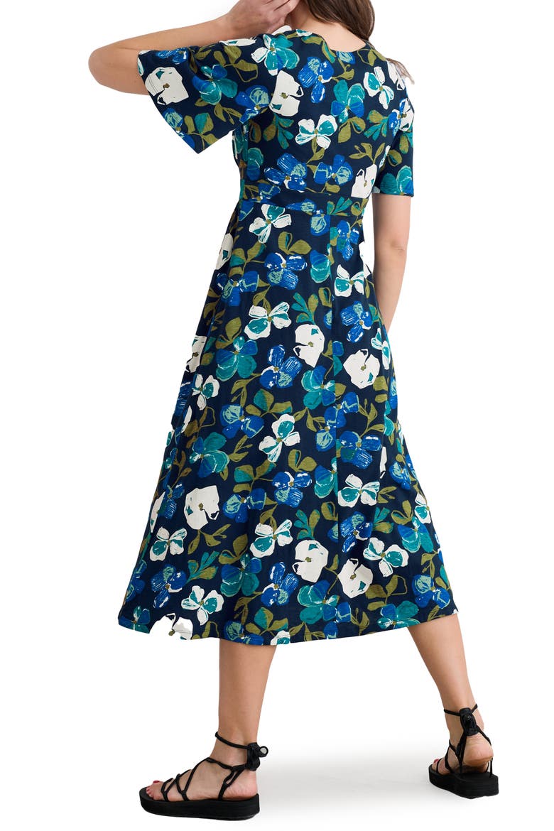 Chateaux Floral Print Organic Cotton Midi Dress, Alternate, color, LAMORNA BLOOM MARITIME