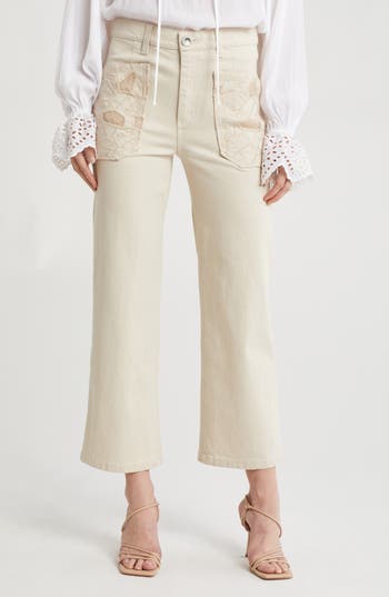 Shop Ramy Brook Talia Pants In Sandstone Patchwork Denim