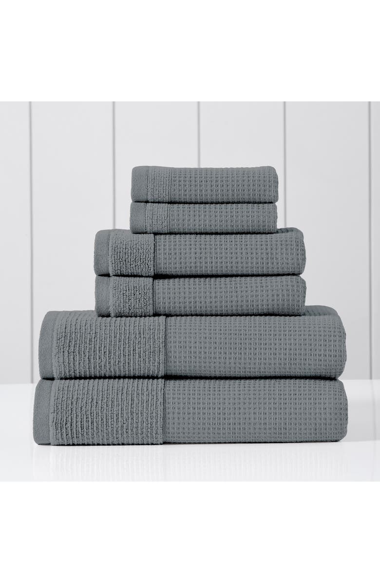 Modern Threads Waffle Rib 6-Piece Towel Set, Alternate, color, Carbon