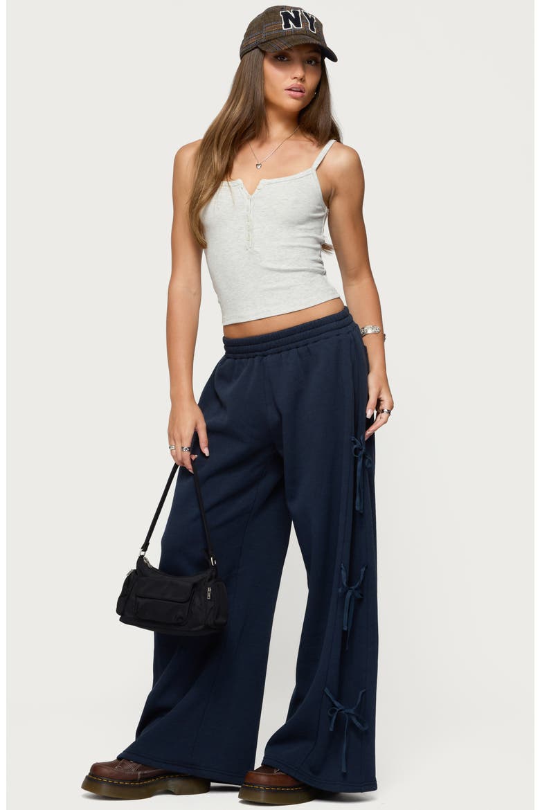 Claudette Ribbon Baggy Sweatpants, Alternate, color, NAVY