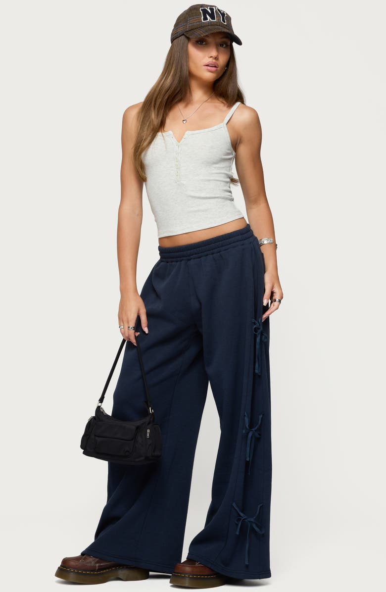 EDIKTED Claudette Ribbon Baggy Sweatpants, Alternate, color, Navy