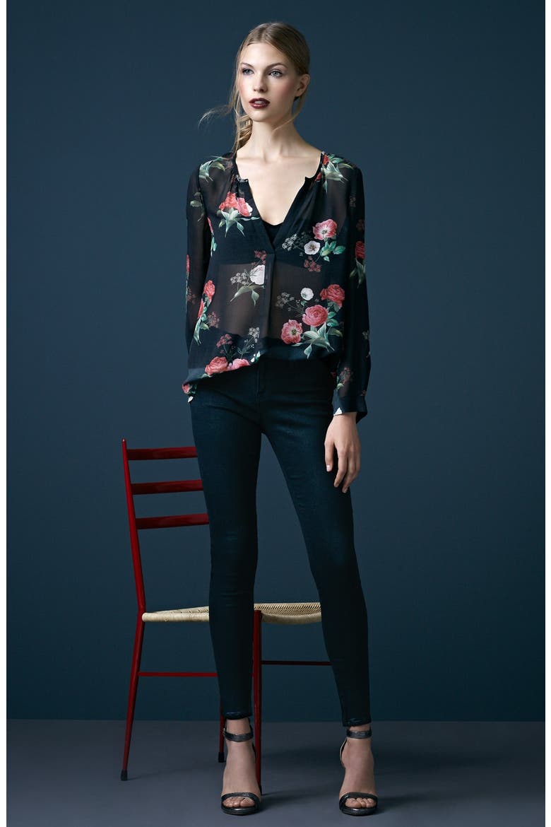 Zip Hem Stretch Skinny Jeans, Alternate, color, BLACK DIAMOND