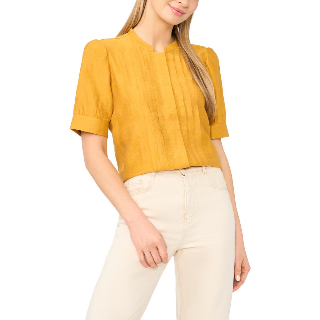 Halogenr Halogen(r) Pintuck Pleat Button-up Top In Yellow