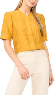 Halogen® Pintuck Pleat Button-Up Top
