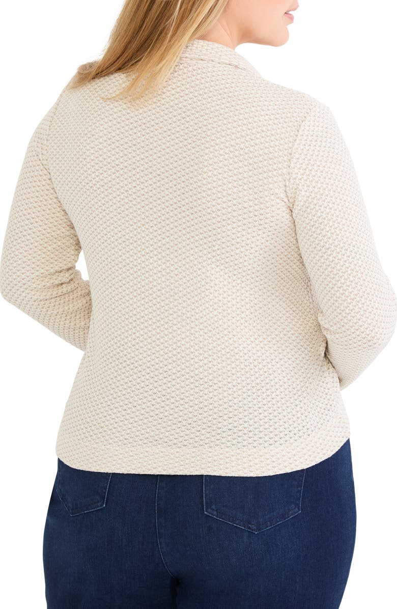 NIC+ZOE Textured Johnny Collar Long Sleeve Shirt, Alternate, color, Neutral Multi