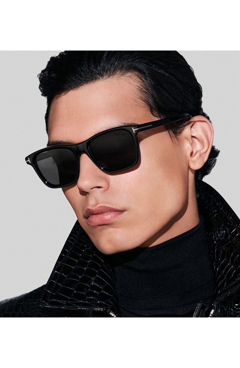 TOM FORD Barron 54mm Square Sunglasses, Alternate, color, Shiny Black/ Eco/ Lenses