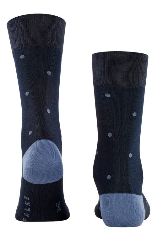 Falke Mercerized Cotton & Nylon Dot Dress Socks In Dark Navy