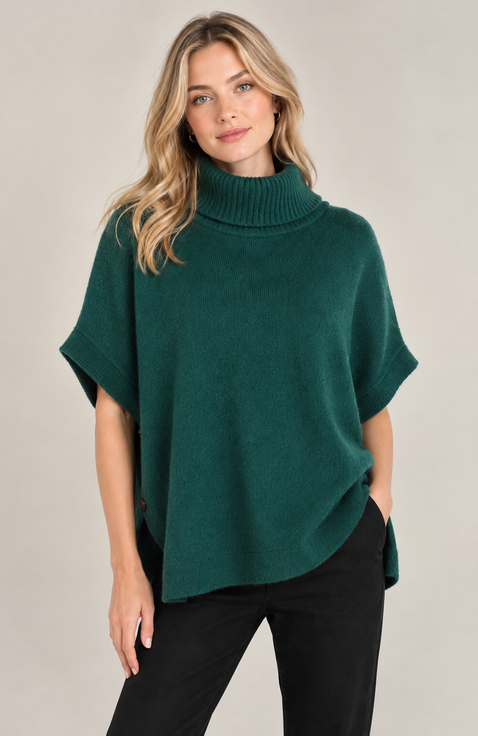 Cashmere turtleneck poncho