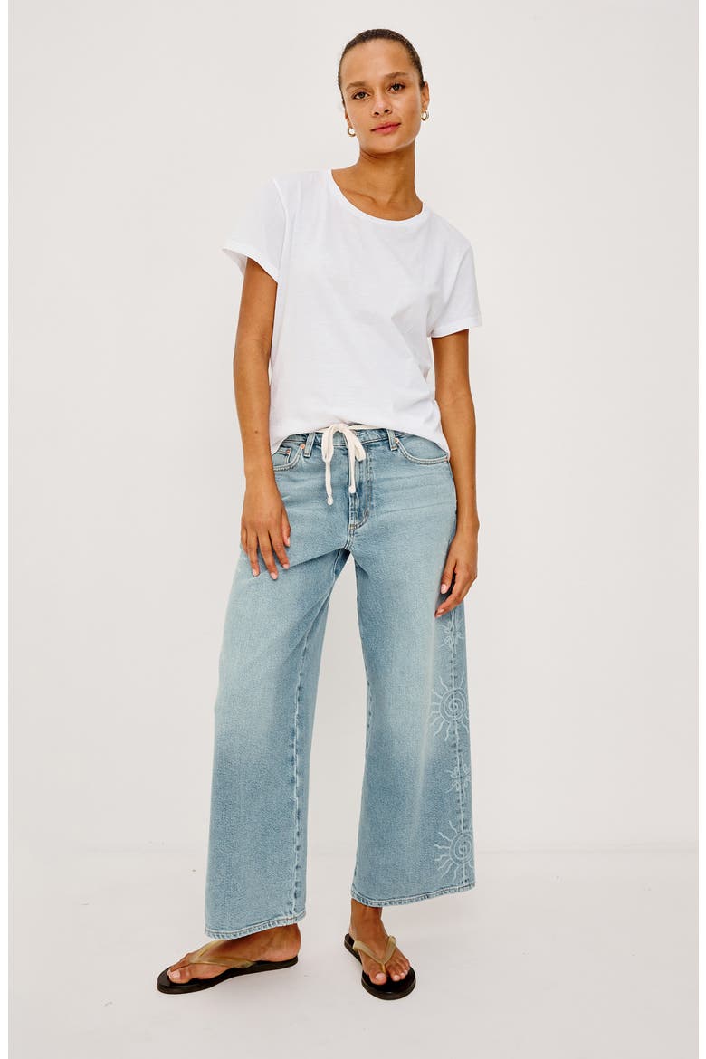 Angeleno Drawstring Crop Wide Leg Jeans, Alternate, color, SOLEIL LASER