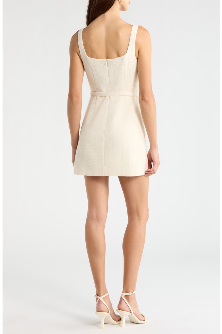 Adelyn Belted Tweed Minidress, Alternate, color, IVORY