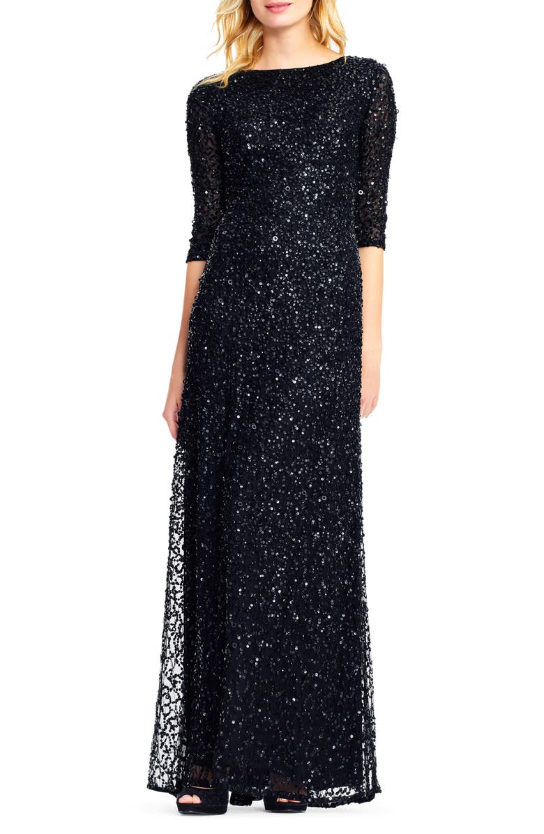 Adrianna Papell Sequin Mesh Gown, Main, color, 