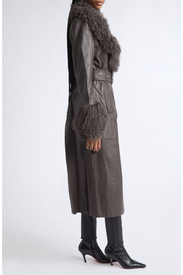 Monica Lambskin & Genuine Shearling Coat, Alternate, color, DARK CHOCOLATE