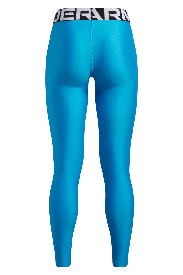 Kids' HeatGear® Logo Jacquard Waistband Leggings, Alternate, color, CAPRI