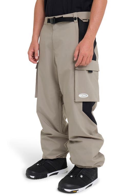 Quiksilver Snow Down Waterproof Cargo Snowboard Pants In Brown