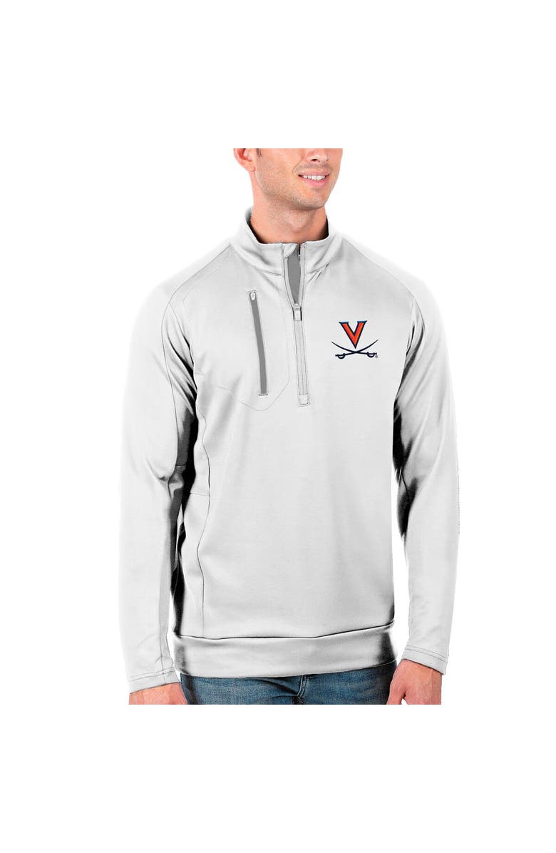 ANTIGUA Men's Antigua White/Silver Virginia Cavaliers Generation Half-Zip Pullover Jacket, Main, color, 