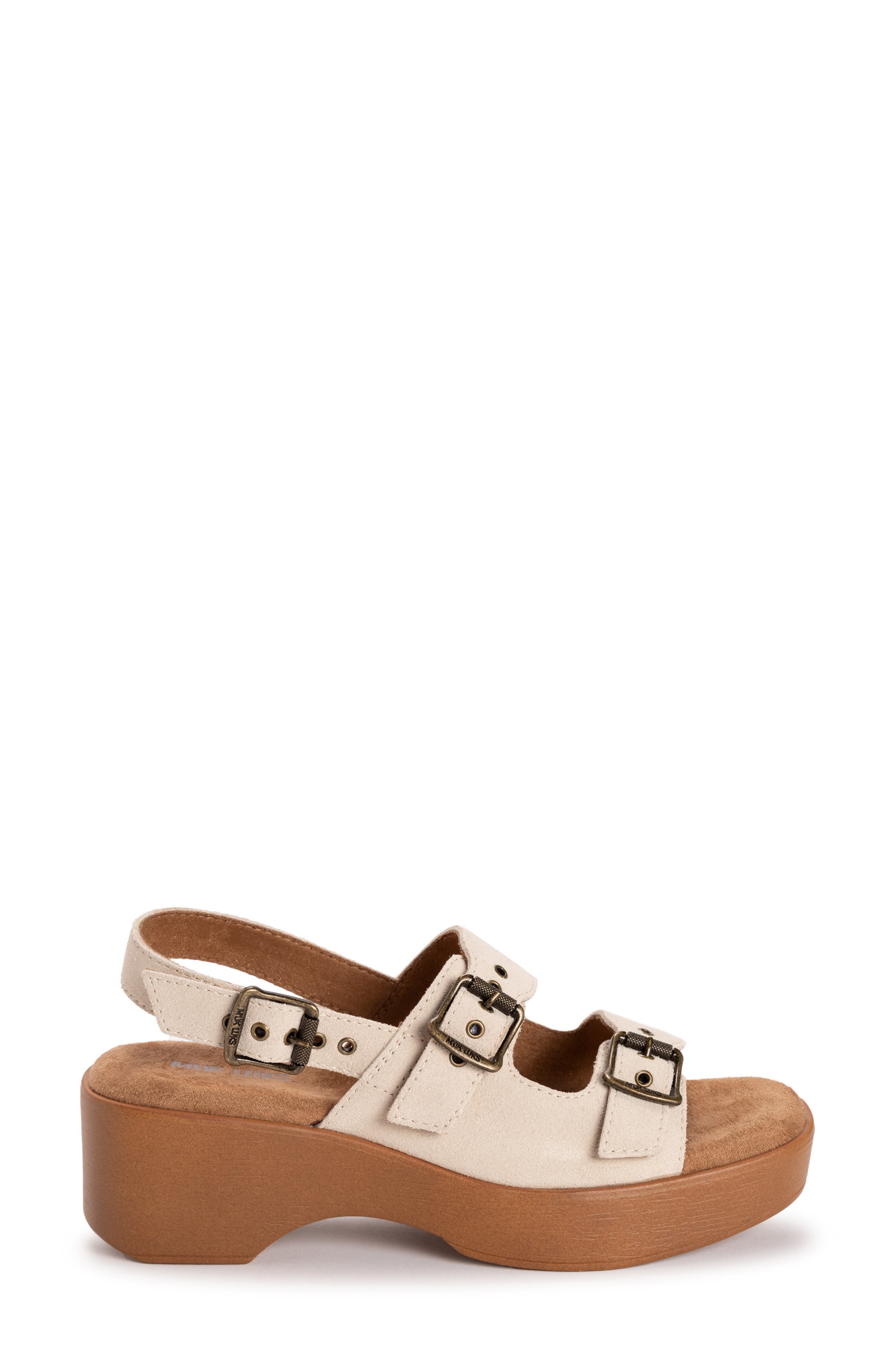 MUK LUKS Calliope Wedge Sandal, Alternate, color, Natural Suede