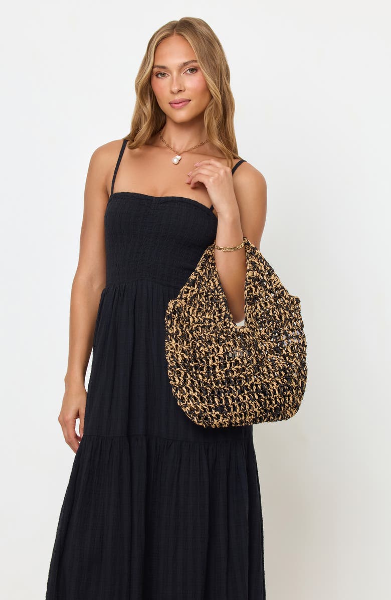 LSPACE Faye Raffia Shoulder Bag, Alternate, color, Natural / Black