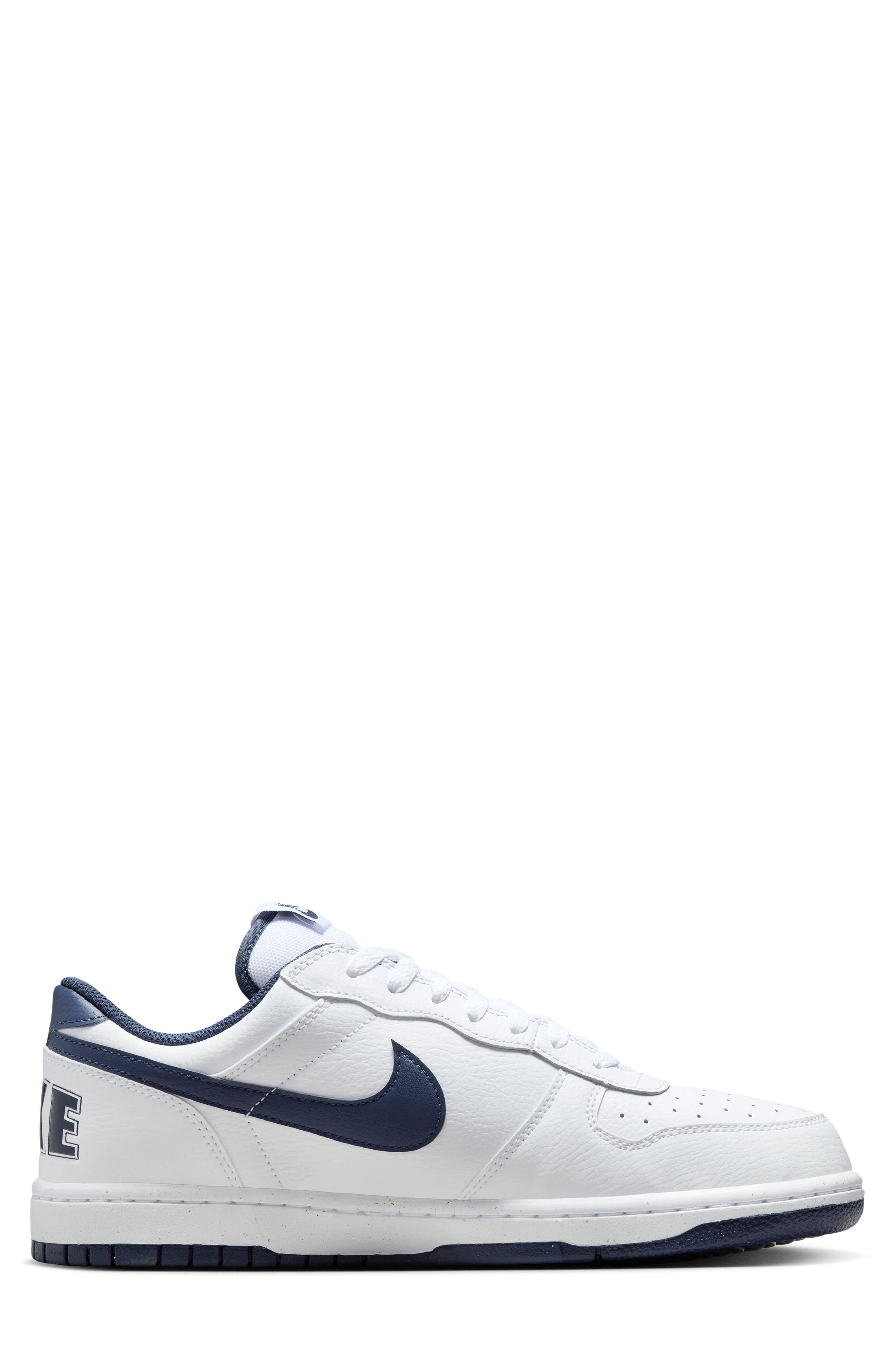 Nike Big Nike Low Basketball Sneaker, Alternate, color, White/ Midnight Navy