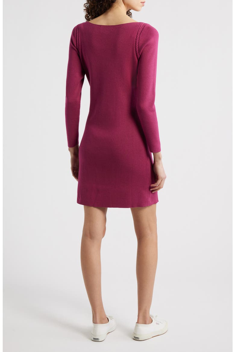 Delphina Braid Detail Long Sleeve Cotton Blend Sweater Minidress, Alternate, color, SANTA ANA
