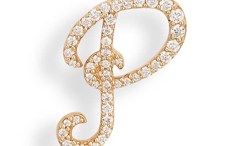 Lana 14k Gold Diamond Cursive Initial Stud Earring In Gold