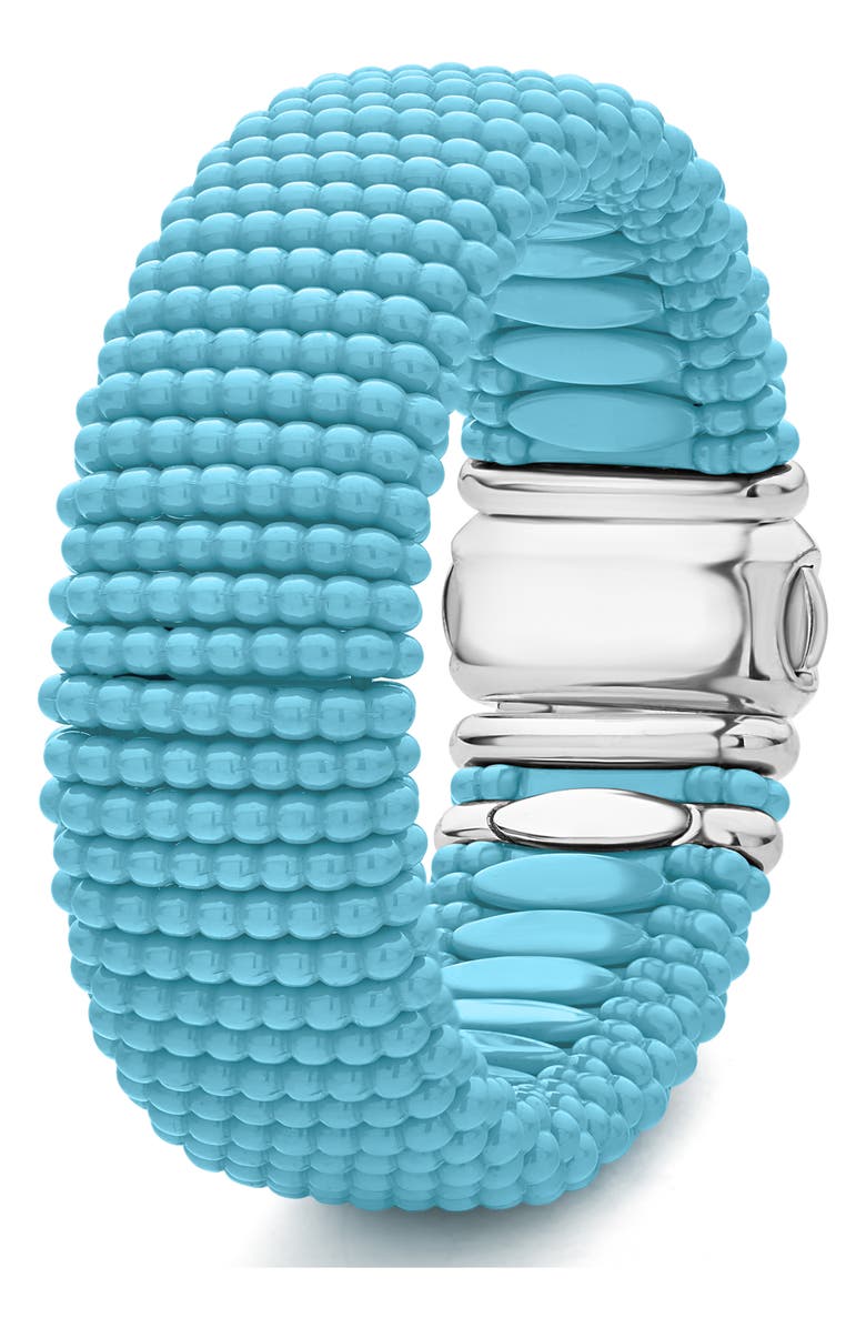 LAGOS Wide Blue Ceramic Caviar Bracelet, Alternate, color,
