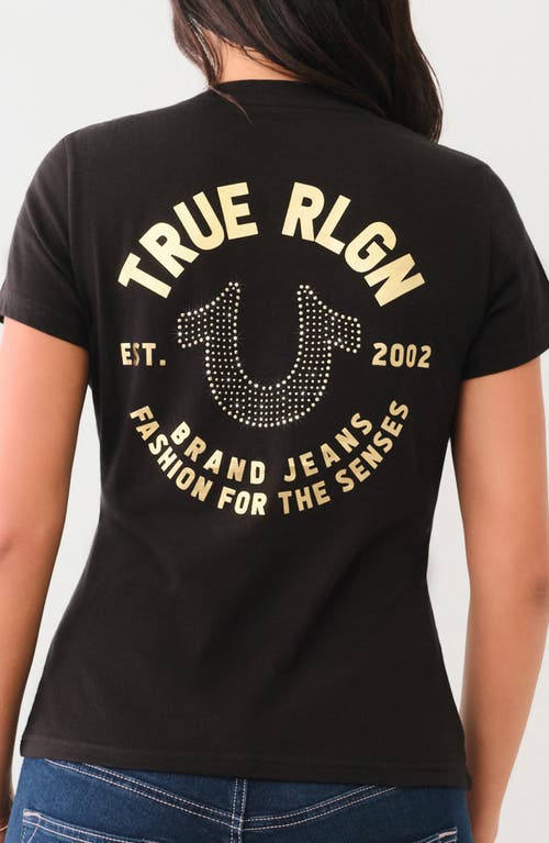 TRUE RELIGION TRUE RELIGION CRYSTAL HORSESHOE V-NECK T-SHIRT