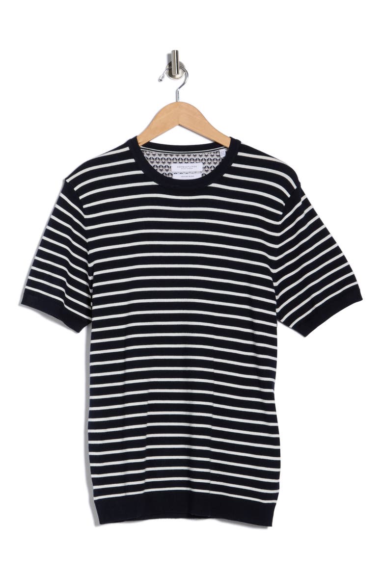Stripe Sweater T-Shirt, Alternate, color, NAVY W/ WHITE STRIPES