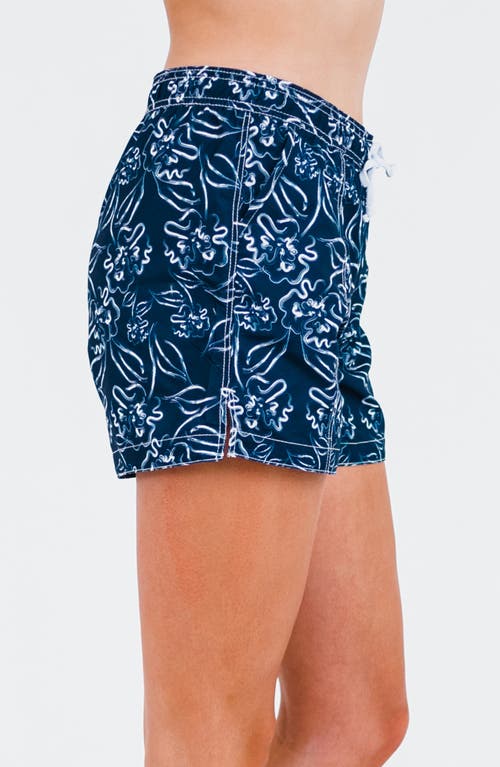 Calypsa Plus Size 4" Board Shorts In Blue