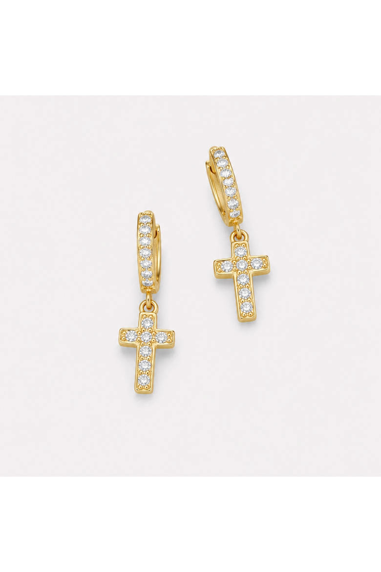 Crystal Cross Earrings, Alternate, color, Silver