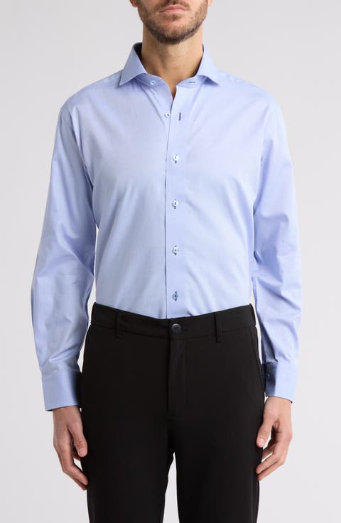 Trim Fit Solid Cotton Dress Shirt (Regular & Big)