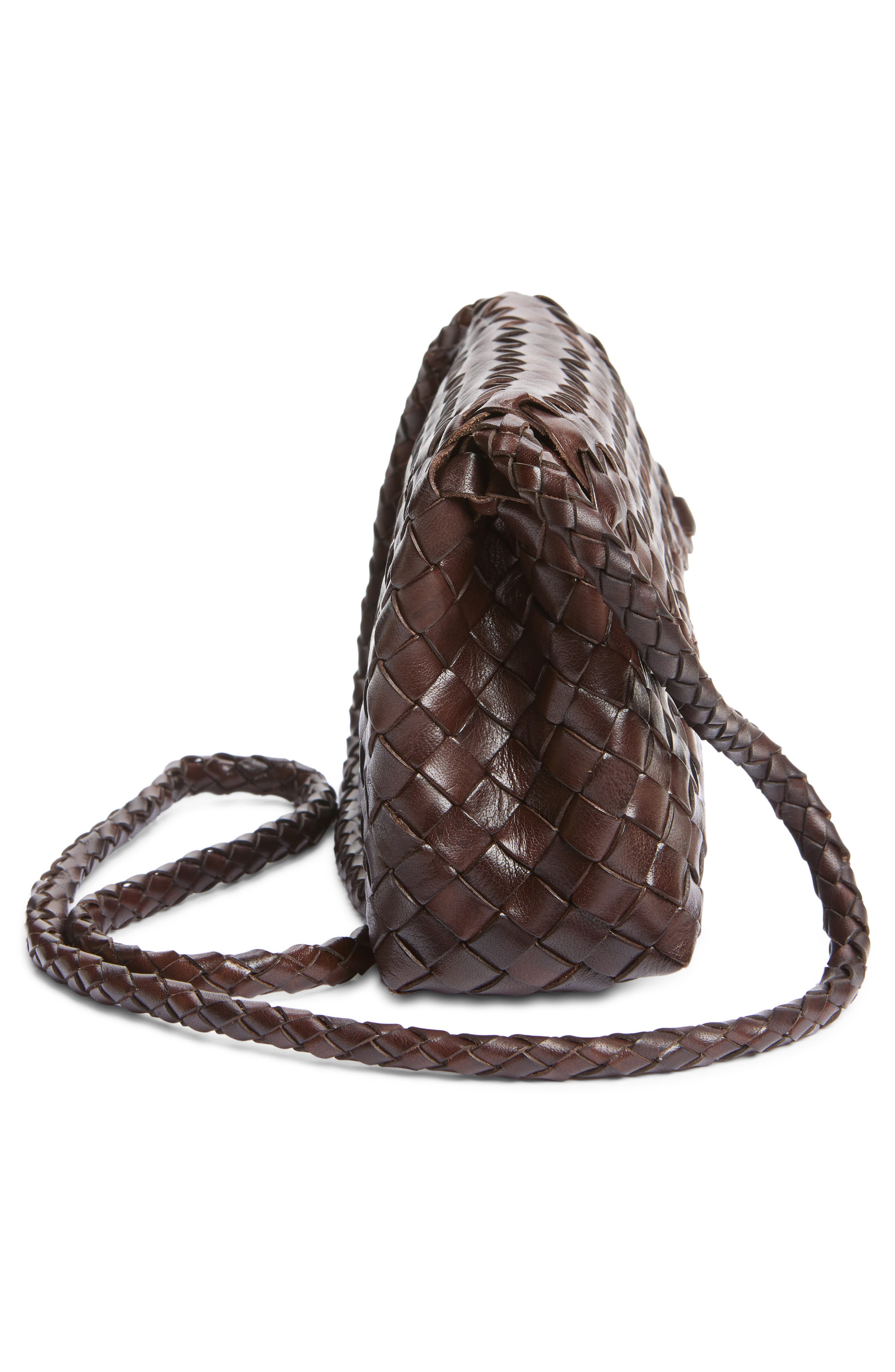 Vinnie Woven Leather Crossbody Bag, Alternate, color, CHOCOLATE