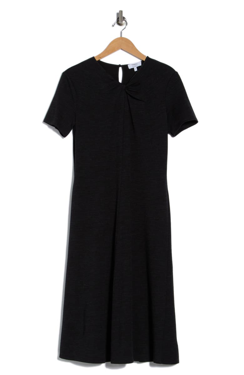 Theory Twisted Midi Fit & Flare Dress, Alternate, color, Black Melange