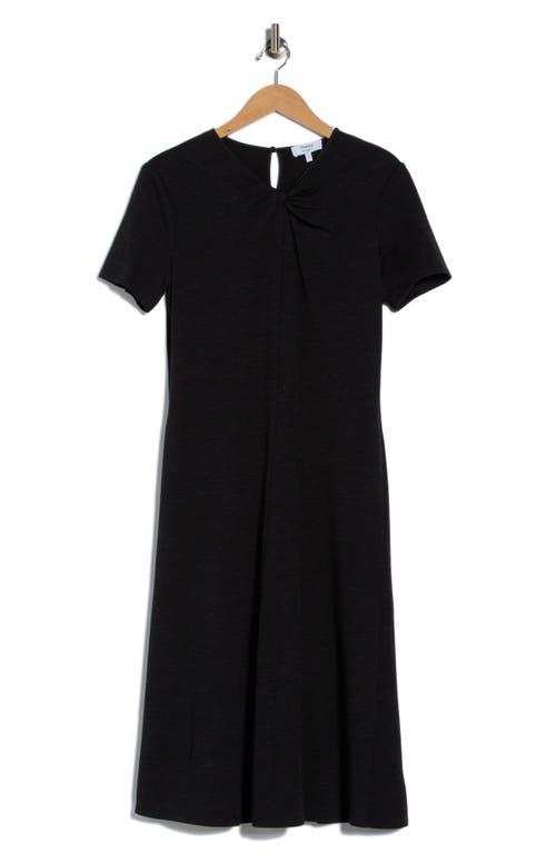 Theory Twisted Midi Fit & Flare Dress In Black