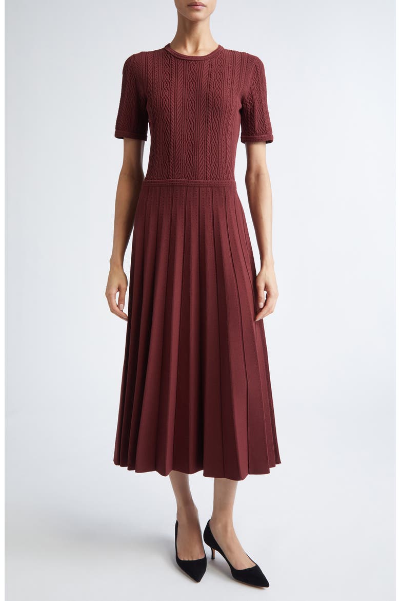 Cable Stitched Knit Midi Dress, Main, color, MEDJOOL