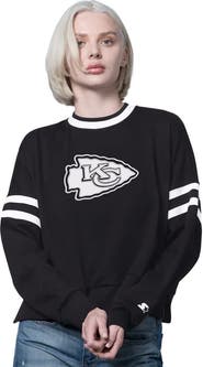 STARTER Women's Starter Black Kansas City Chiefs Rally Drop Shoulder Cropped Sweatshirt