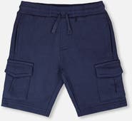 Deux par Deux Elastic Waistband Slit and Cargo Pockets French Terry Shorts