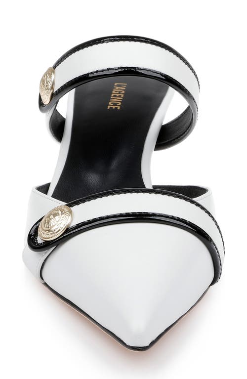 Shop L Agence L'agence Gilliane Mary Jane Pointed Toe Kitten Heel Mule In White Leather