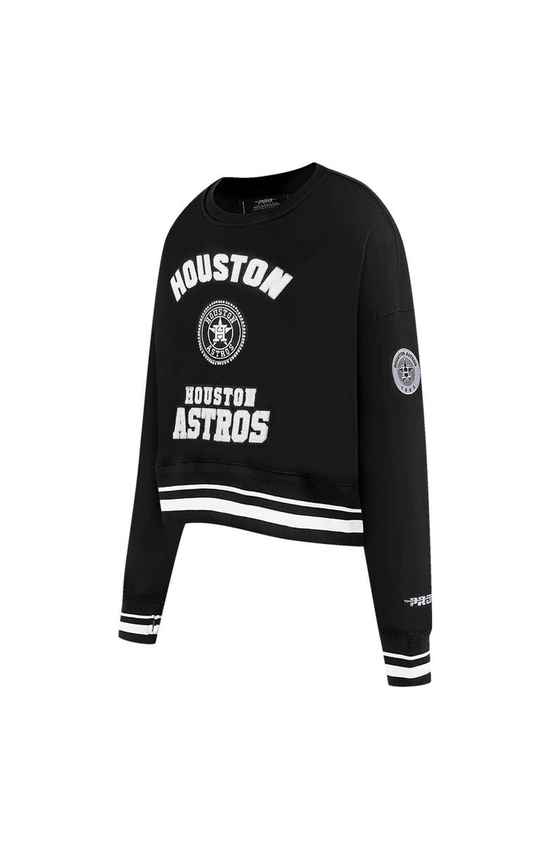 PRO STANDARD Women's Pro Standard Black Houston Astros Pearl Cropped Pullover Sweatshirt, Alternate, color, Black