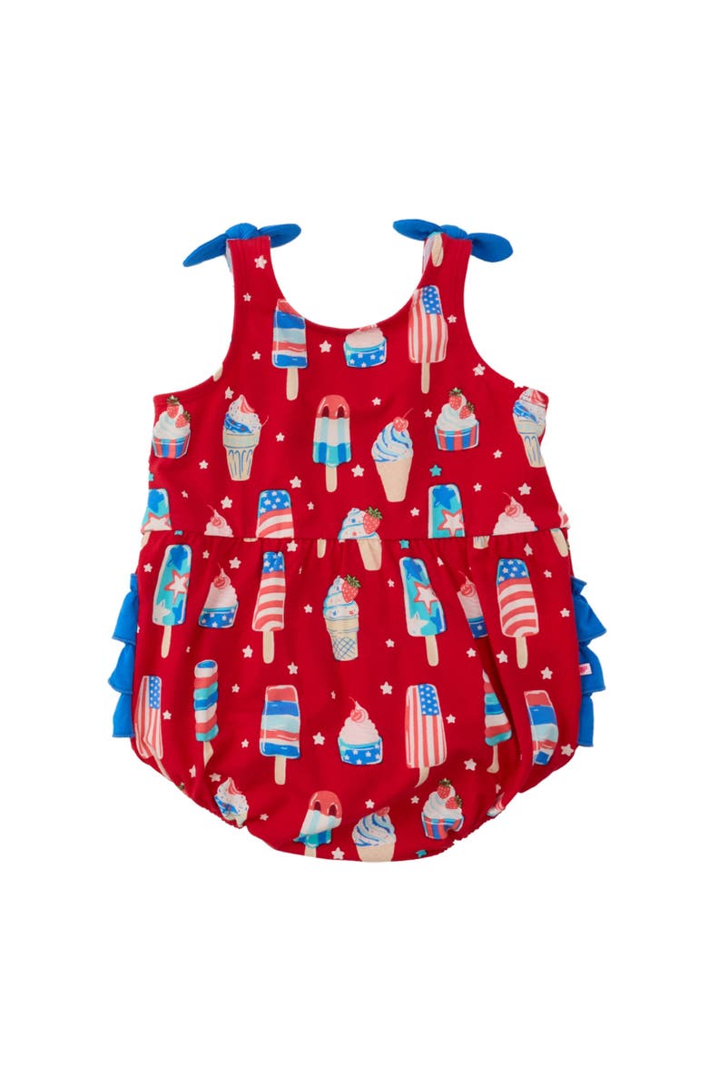 RuffleButts Baby/Toddler Knit Tie Shoulder Bubble Romper, Main, color, Stars & Scoops