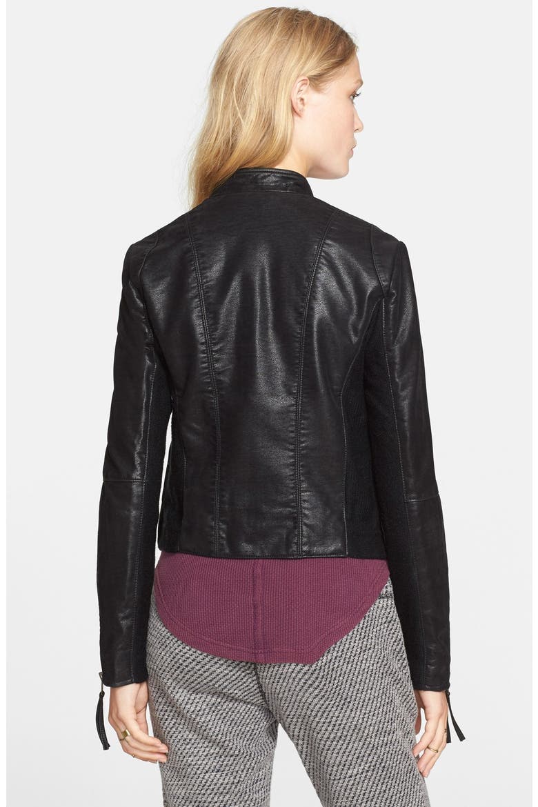 Faux Leather Jacket, Alternate, color, BLACK