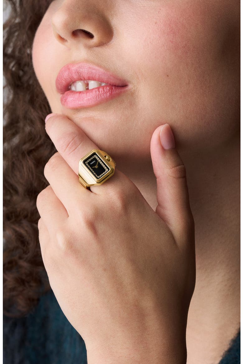 Raquel Ring Watch, 14mm x 18.5mm, Alternate, color, GOLD BLACK