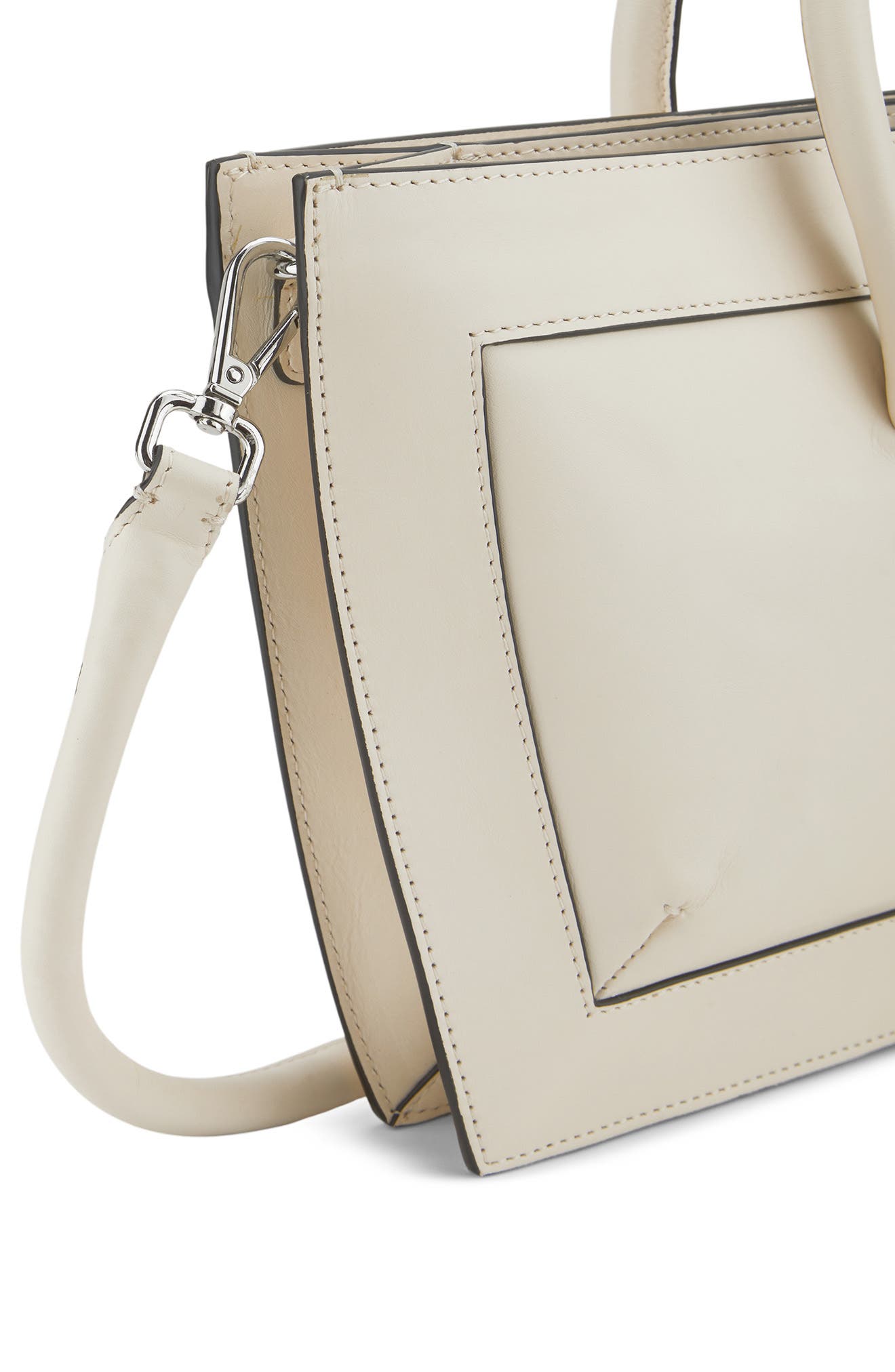 Frida Leather Baguette Top Handle Bag, Alternate, color, ECRU