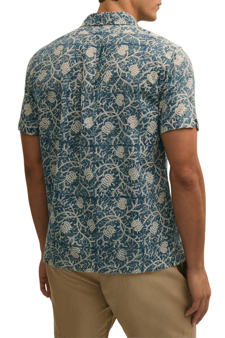 Block Print Cotton Camp Shirt, Alternate, color, BLUEVINES
